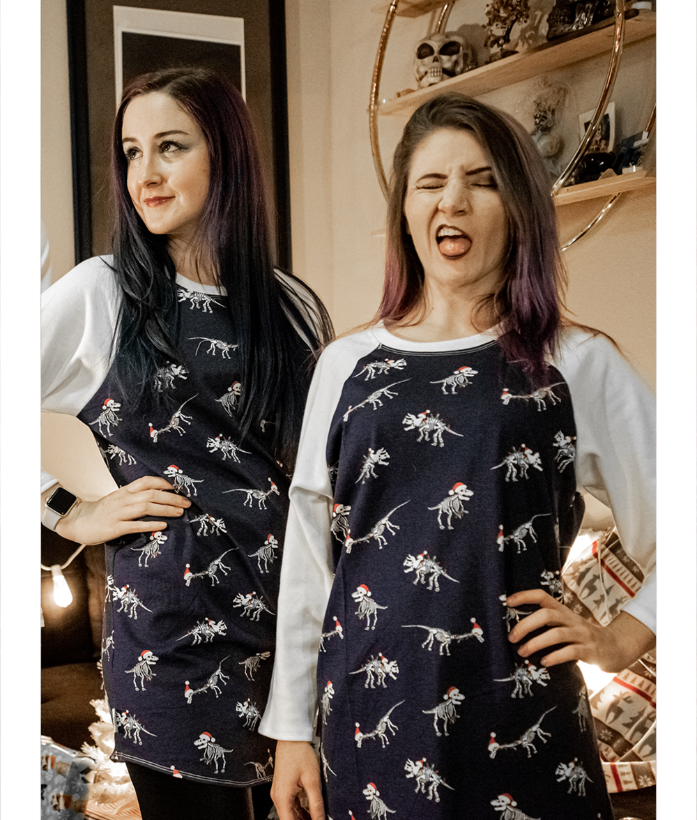 Gnarly Garb Christmas DINO Baseball T-shirt