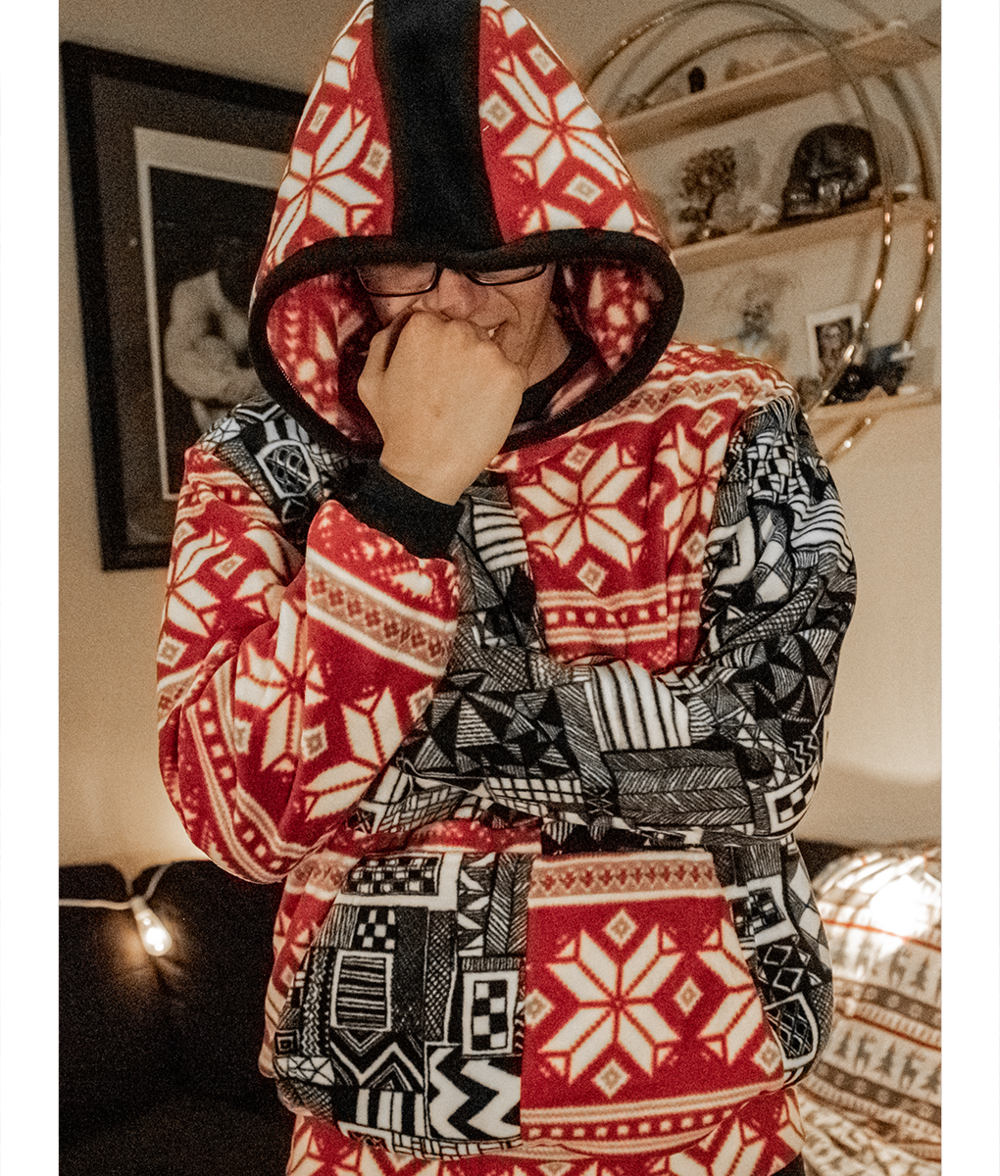 Gnarly Garb Ultra Plush Ugly Red Christmas Hoodie - Small