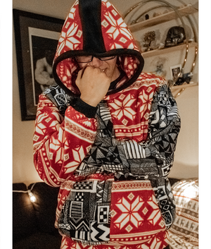 Gnarly Garb Ultra Plush Ugly Red Christmas Hoodie - Small