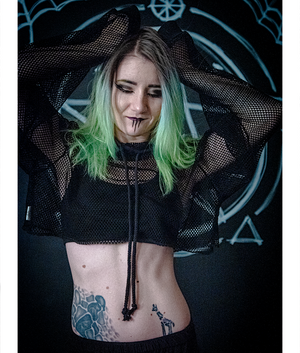 What A Meshy Dream Gnarly Black Mesh Crop Top Hoodie