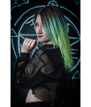 What A Meshy Dream Gnarly Black Mesh Crop Top Hoodie