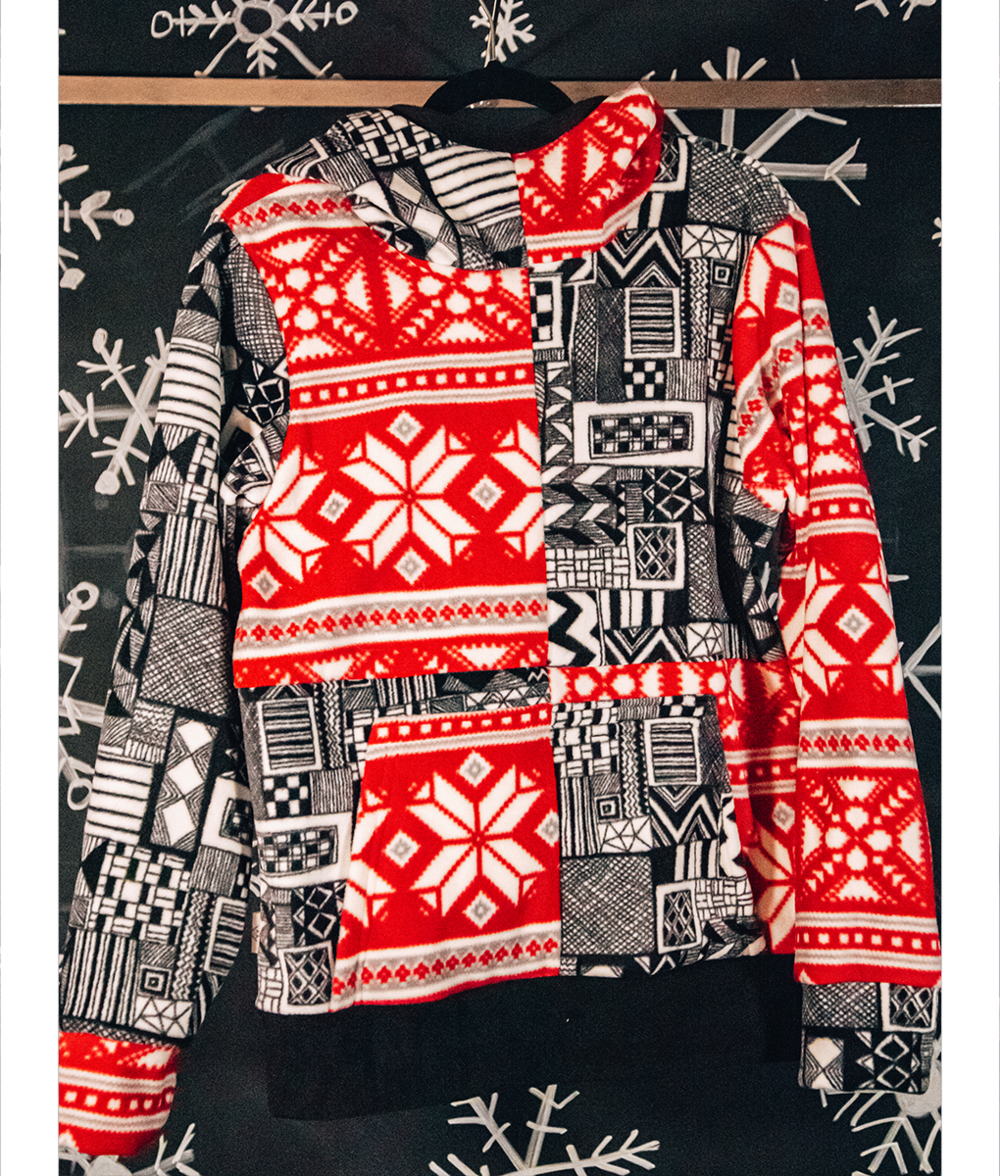 Gnarly Garb Ultra Plush Ugly Red Christmas Hoodie - Small